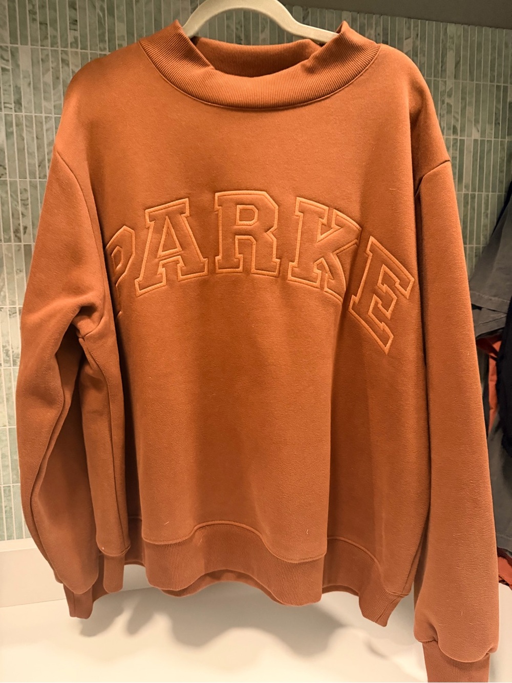 Parke Embroidered Logo Mockneck Sweatshirt - Mocha Monochrome